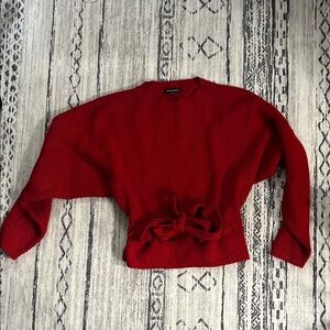 William B Red Ribbed Sweater